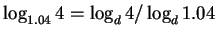$\log_{1.04}4=\log_d4/\log_d1.04$