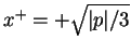 $x^+=+\sqrt{\vert p\vert/3}$