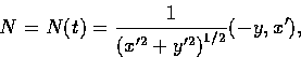 \begin{displaymath}N=N(t)=\frac{1}{{(x'^2+y'^2)}^{1/2}}(-y,x'),\end{displaymath}